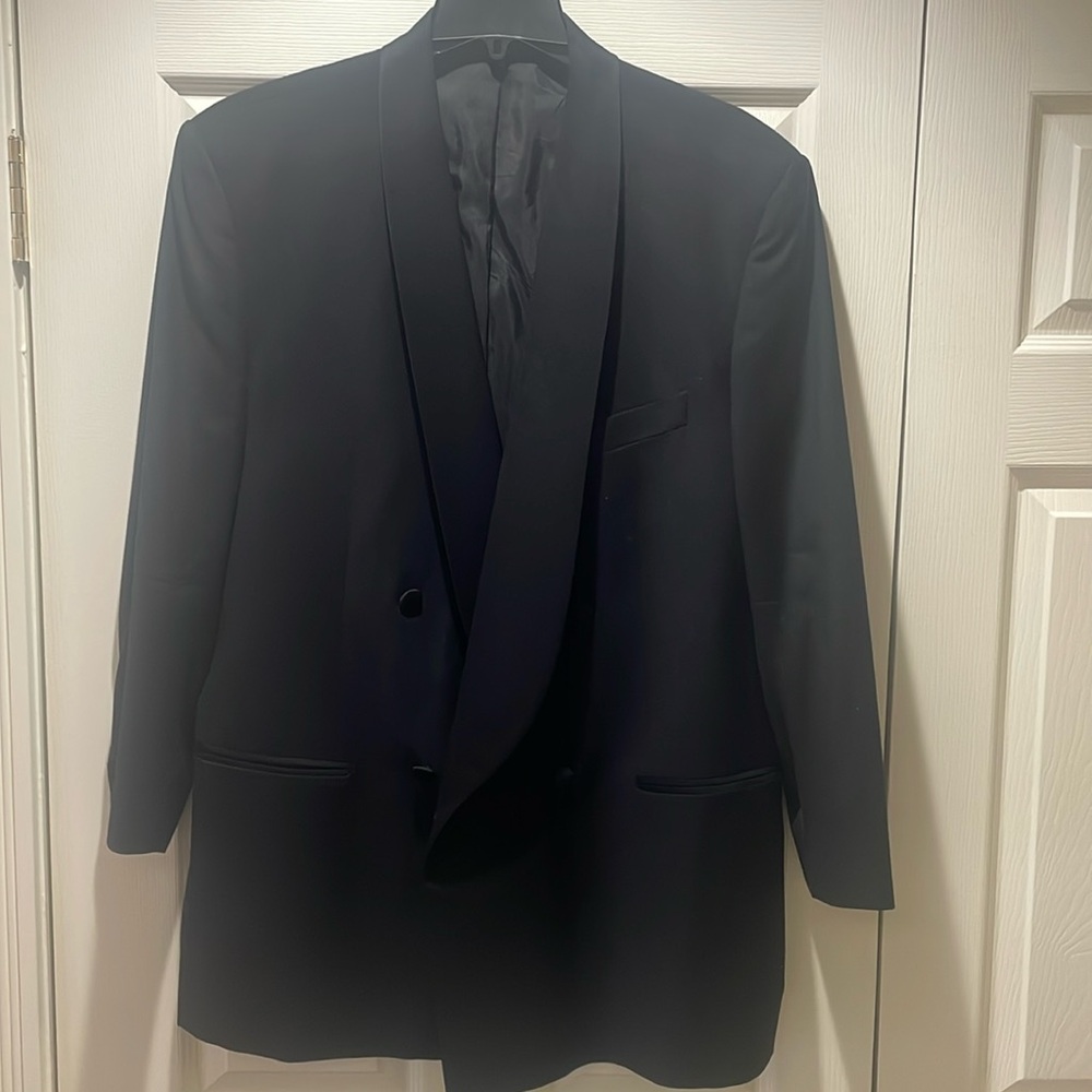 LUBIAM BLACK TUXEDO jacket no size label refer to photos